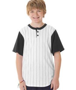 Badger Youth Pinstripe Cotton Henley Tee
