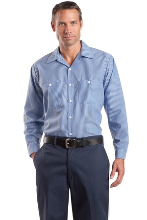 Long Sleeve Striped Industrial Work Shirt