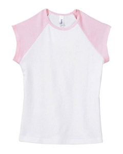 Girls Baby Rib Contrast Cap Sleeve Raglan