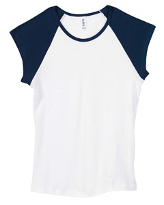 Women Baby Rib Contrast Cap Sleeve Raglan