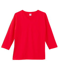 Women Combed Ringspun V Neck 3/