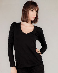 Women Long Sleeve V Neck