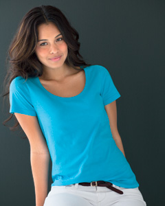 Women Sheer Scoop Neck T Shirt