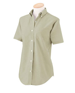 Women Short Sleeve Wrinkle Resistant Oxford