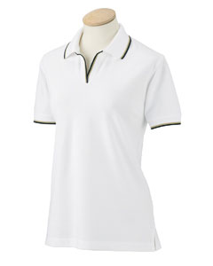 Women Two Color Tipped Silk Wash Piqué Polo