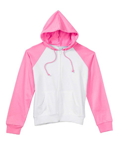 Women Two Tone Full Zip Raglan Hoodie