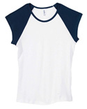 Women Baby Rib Contrast Cap Sleeve Raglan