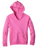 Women French Terry V Neck Hooded Pullover